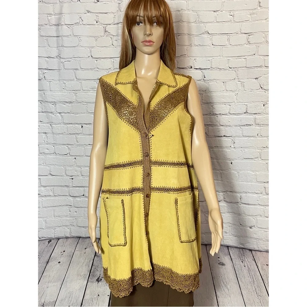 New Free People Adeline Goat Leather Mini Dress Vest Size M